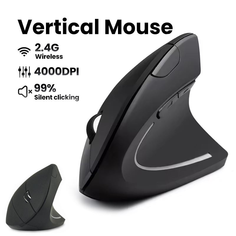 Desk Setup Tech - Ergonomic Wireless Mouse 1600 DPI RGB