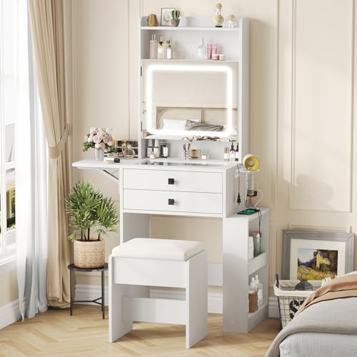 Desk Setup Small - Small Makeup Vanity Desk with 3