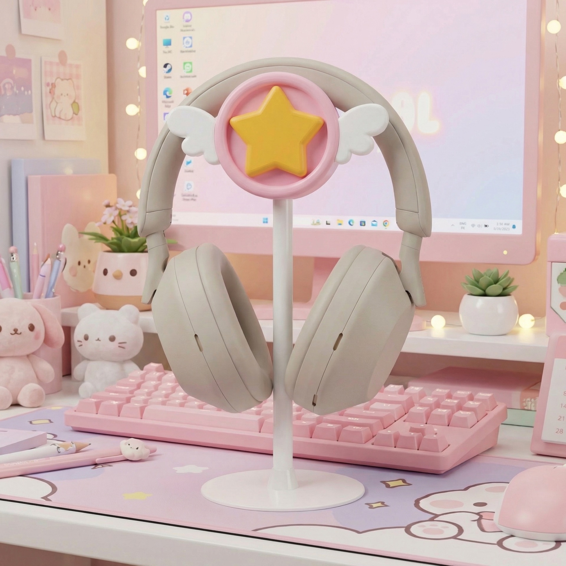 Desk Setup Girly - Head-Mounted Earphones Holder Esports Room Desktop