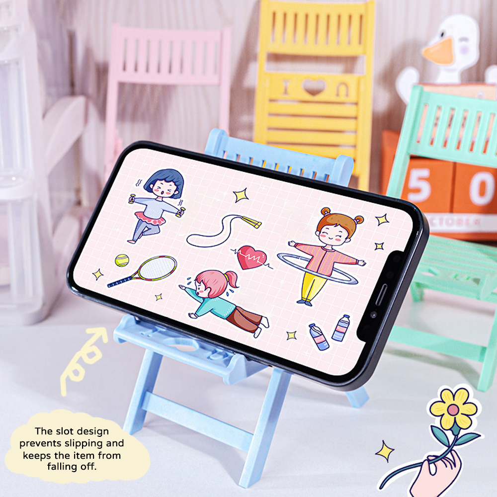 Mini Folding Chair Phone Stand - Desk Setup Small ulasan dan harga