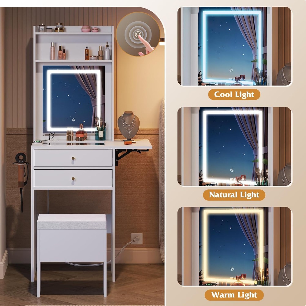 Small White Vanity Desk with L - Desk Setup Small ulasan dan harga