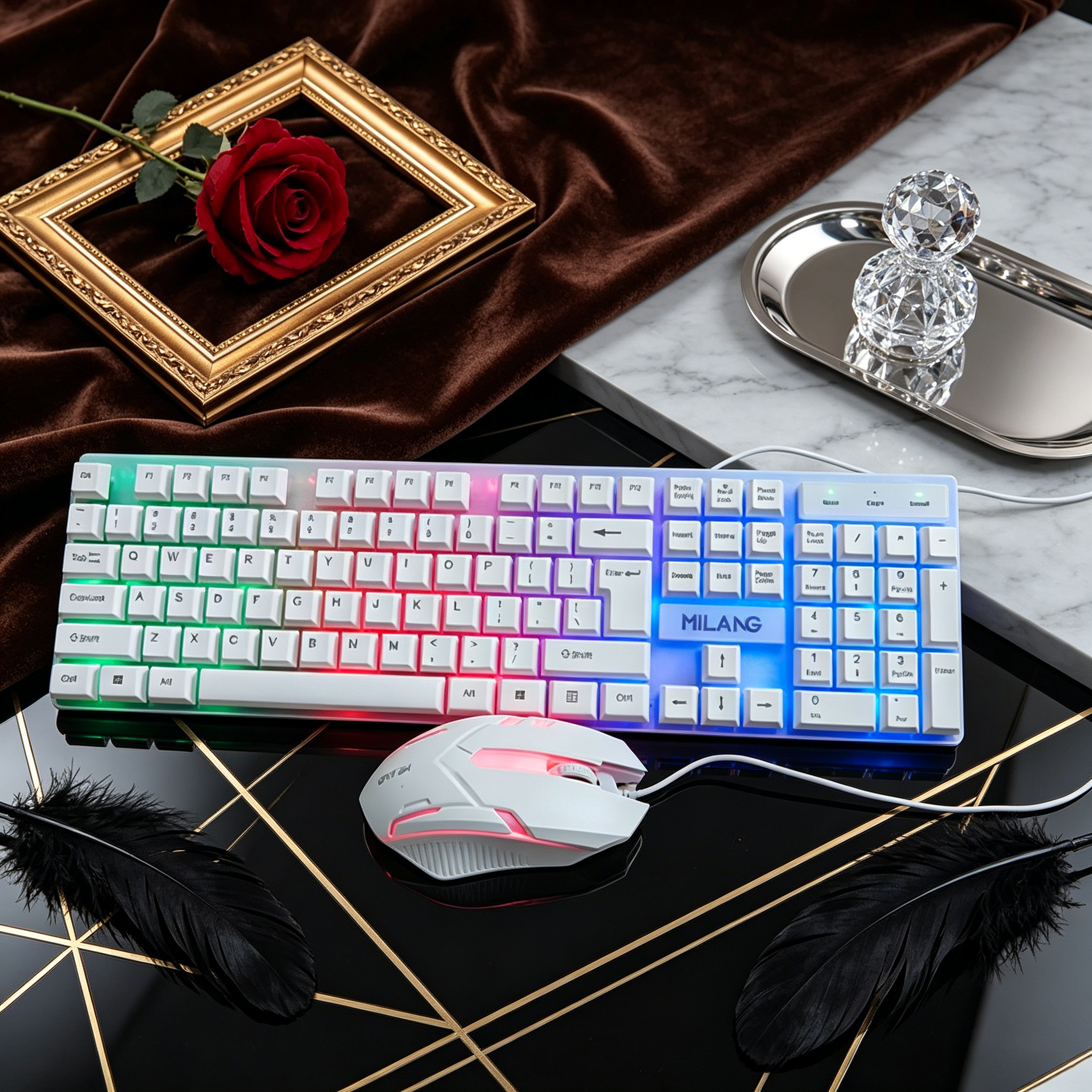 Wired RGB Backlit Keyboard Mou - Desk Setup Tech ulasan dan harga