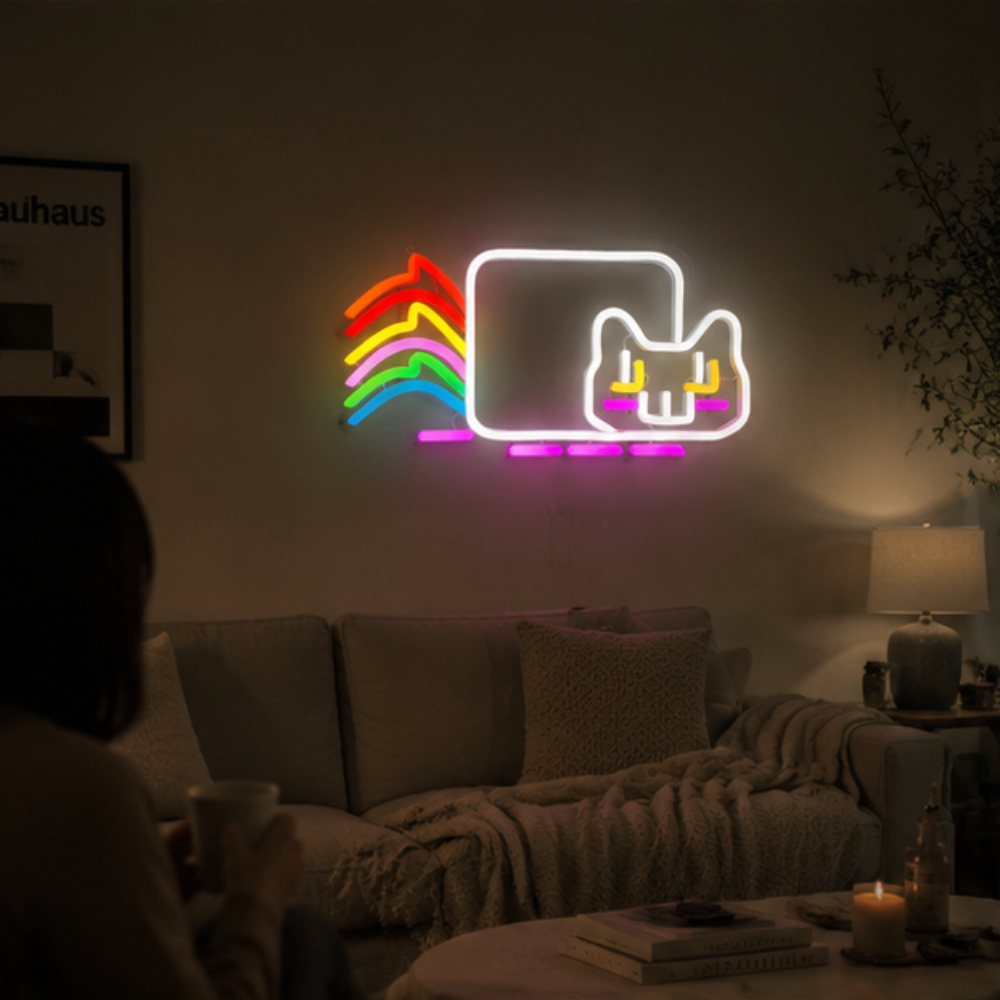 Rainbow Cat LED Neon Sign, USB - Ambient Light Bar Usb ulasan dan harga
