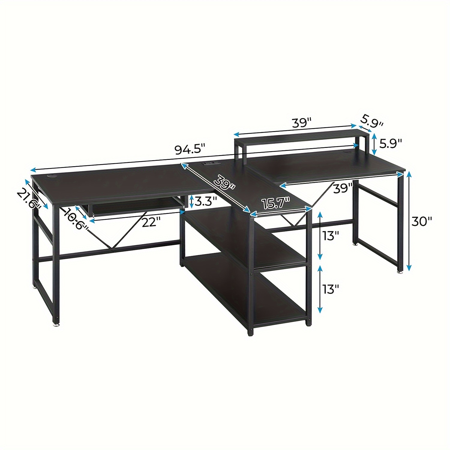 94.5-inch Dual-User Gaming Des - Desk Setup Led Strip ulasan dan harga
