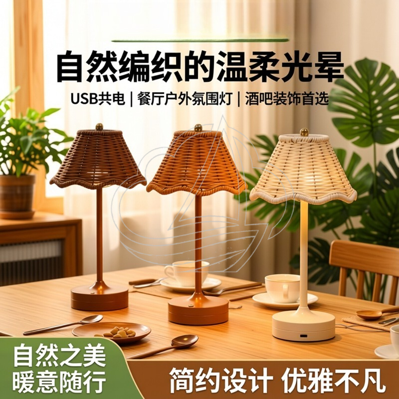 Vintage Rattan Table Lamp USB  - Ambient Light Bar Usb ulasan dan harga