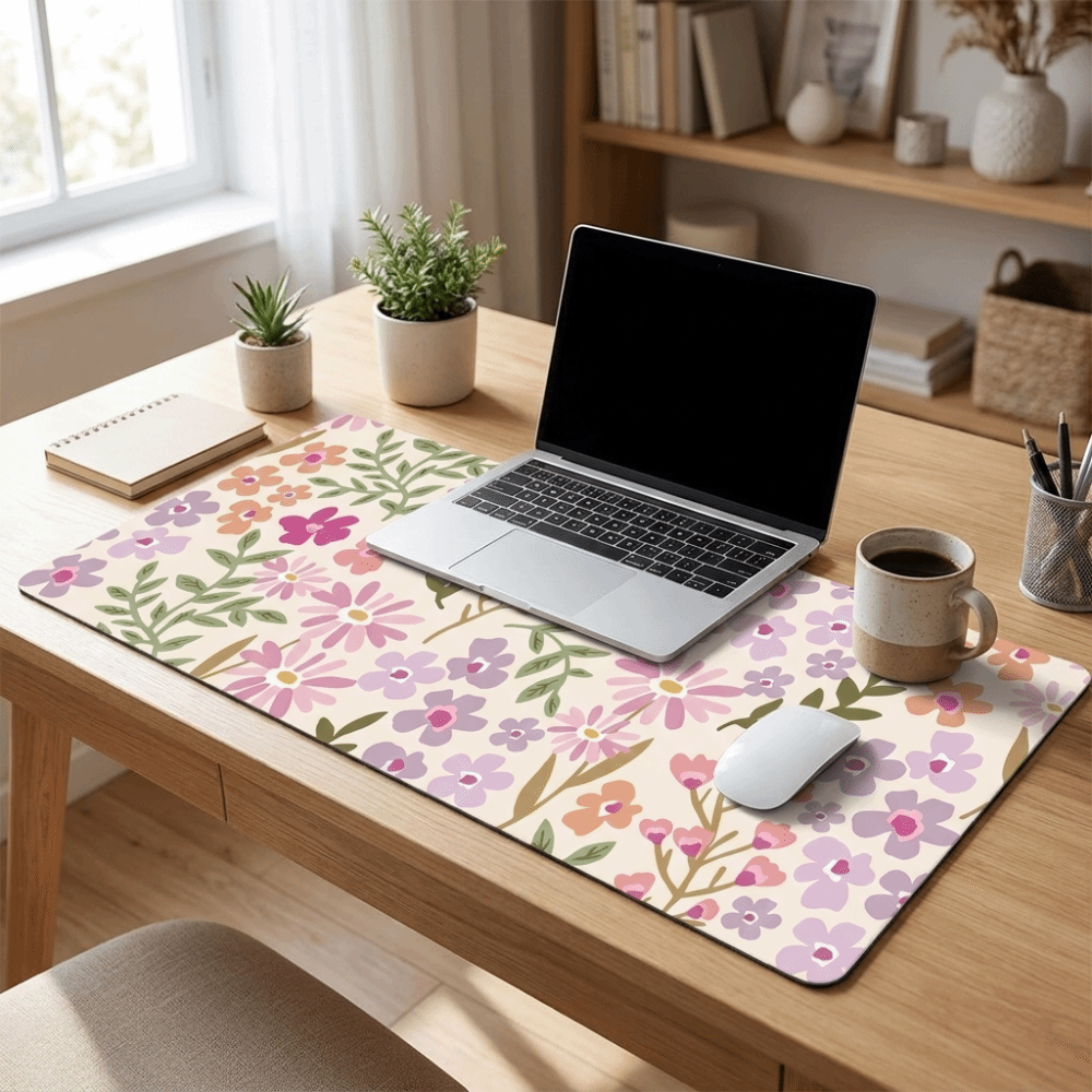 Stain-resistant Large Floral D - Rubber Mat Desk ulasan dan harga