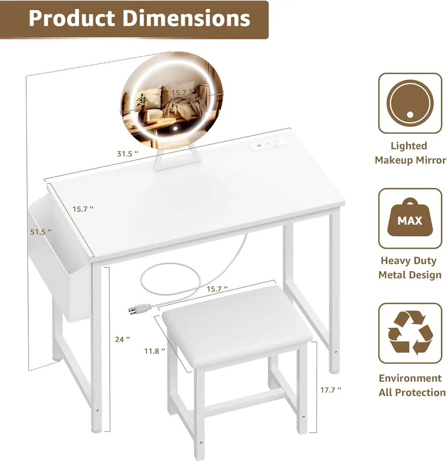 Makeup Vanity Desk with Mirror - Desk Setup Small ulasan dan harga
