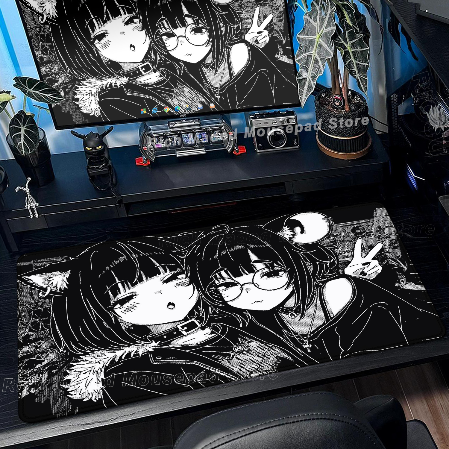 Black White Anime Girl Mouse P - Desk Setup Anime ulasan dan harga