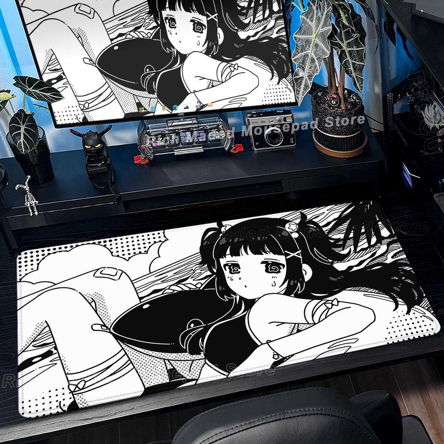 Black White Anime Girl Mouse P - Desk Setup Anime ulasan dan harga