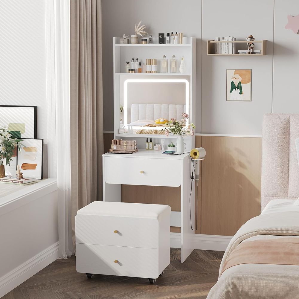 Make Up Vanity Desk with Mirro - Desk Setup Small ulasan dan harga