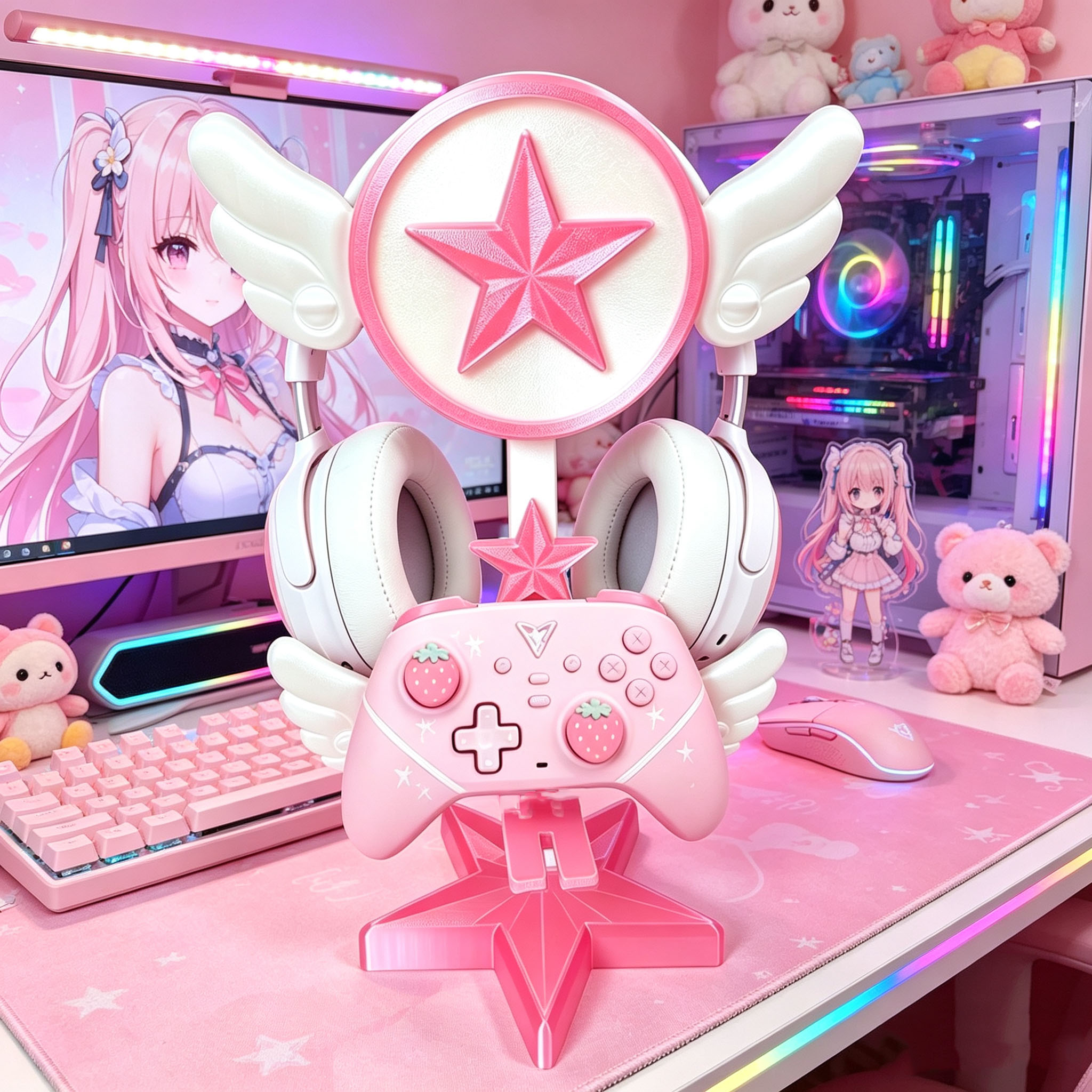 Head-Mounted Earphones Holder  - Desk Setup Girly ulasan dan harga