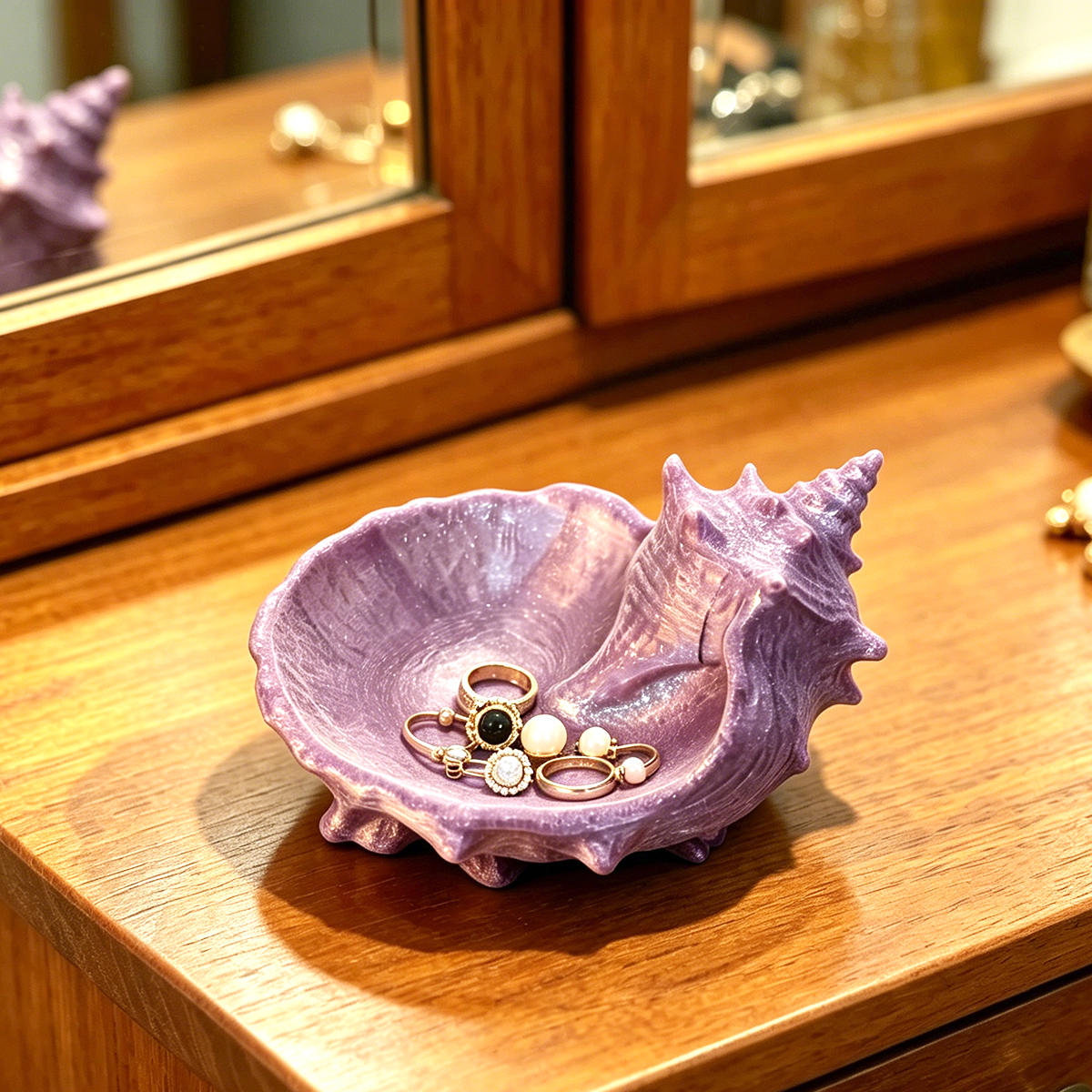 Pearlescent Purple Conch-Shape - Desk Setup Girly ulasan dan harga