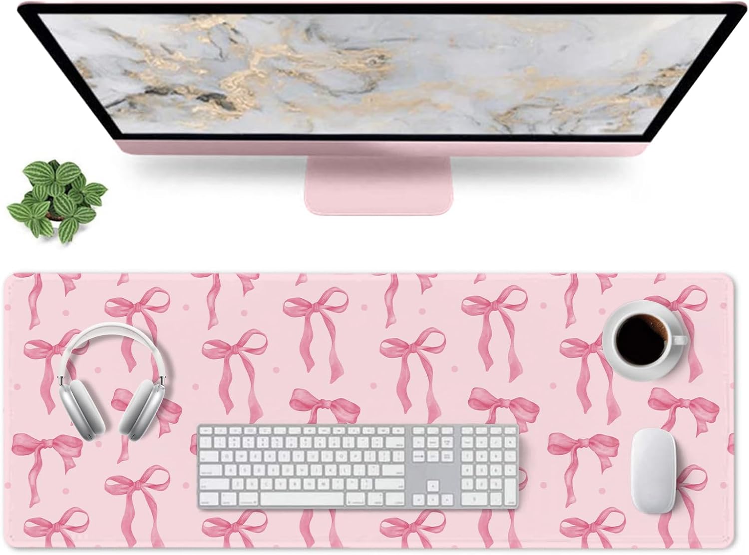 Pink Bow Desk Mat, Large Mouse - Rubber Mat Desk ulasan dan harga