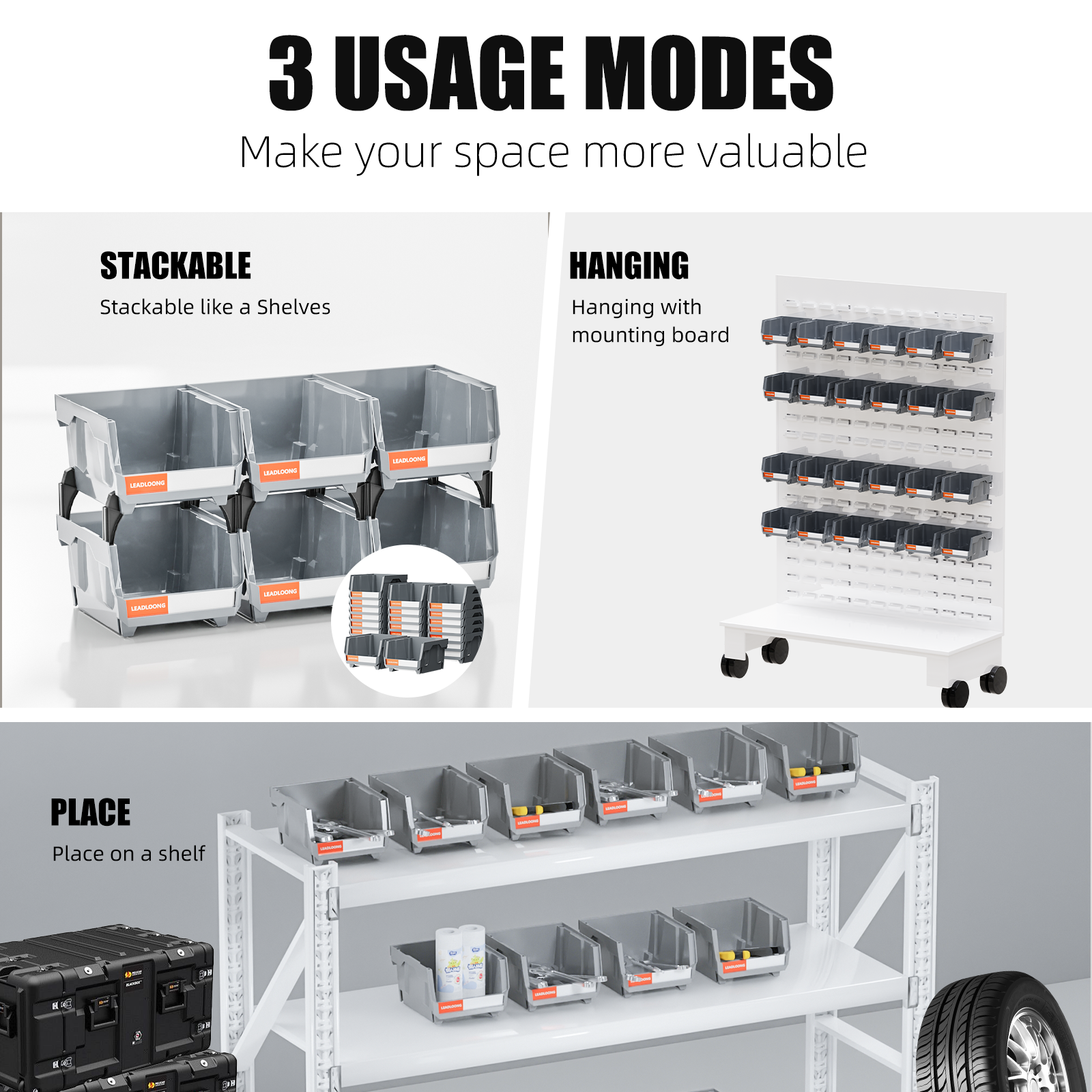 6/24pcs Gray Stackable Plastic - Cable Box Organizer ulasan dan harga