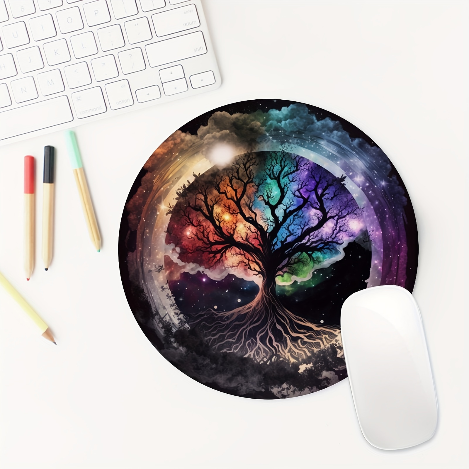 Life Tree Round Mouse Mat Cute - Desk Setup Small ulasan dan harga