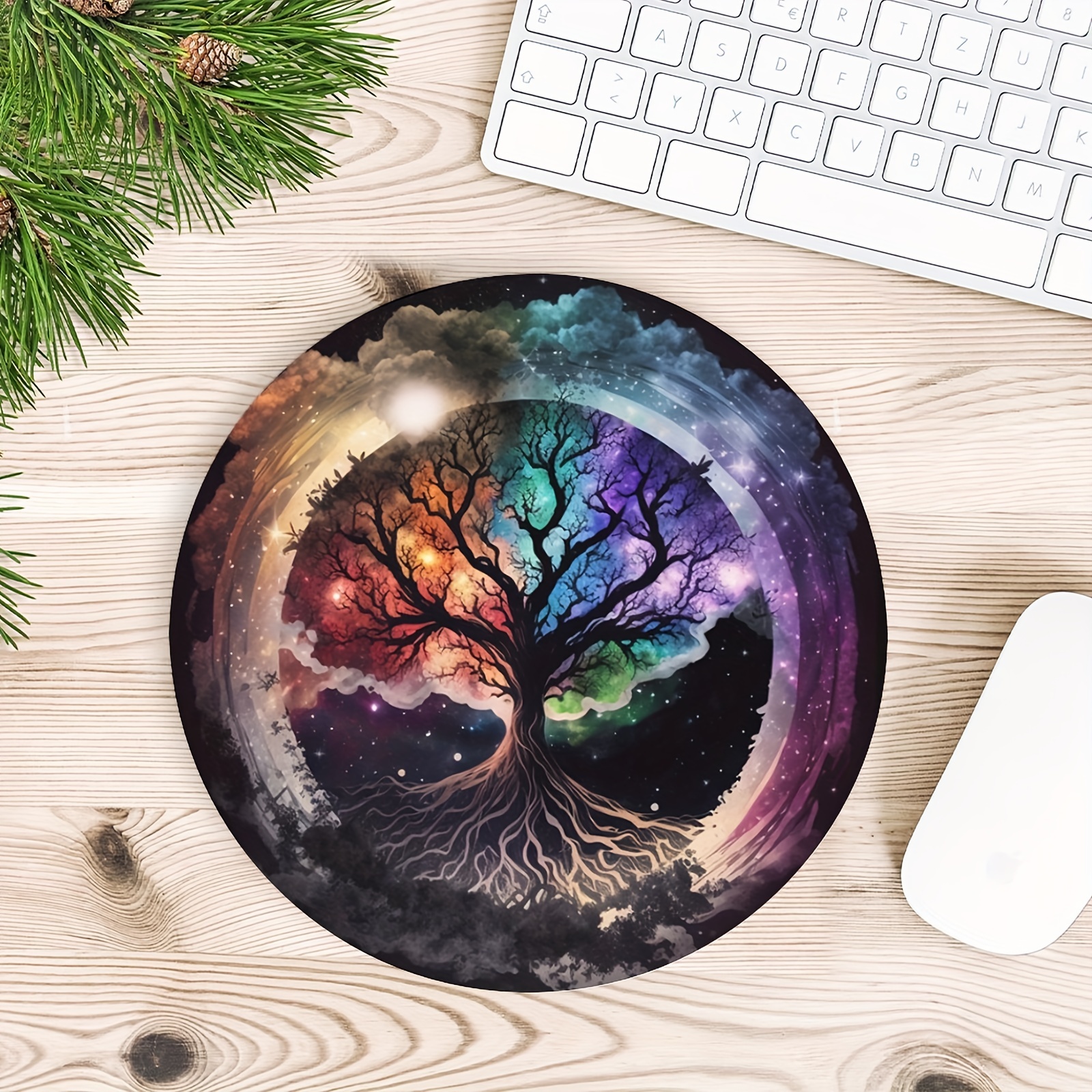 Life Tree Round Mouse Mat Cute - Desk Setup Small ulasan dan harga